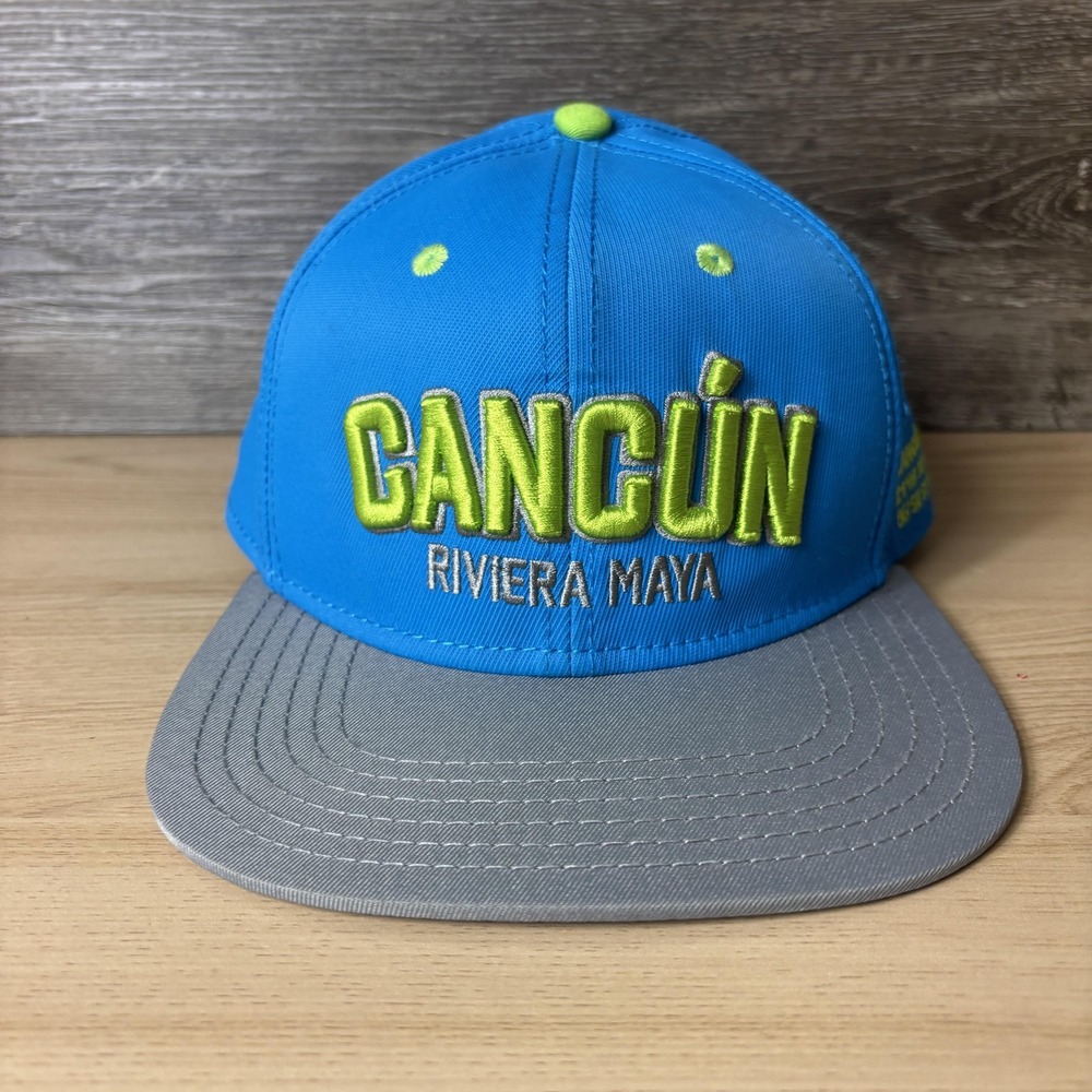 Cancun Hat Cap Snap Back Blue Gray Embroidered Riviera Maya Mens Banana Bay